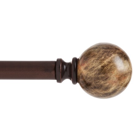 Kenney Mfg Kenney Marble Ball 3/4" Standard Decorative Window Curtain Rod, 66-120", Brown Marble KN80437NP